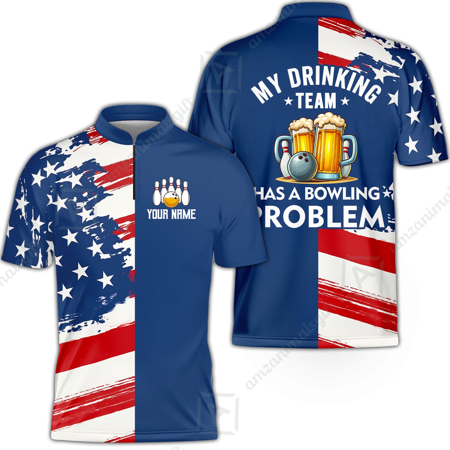 Custom Bowling Jersey Polo Shirt, Funny Drinking Team Bowling Problem, Custom Bowling Jersey Team Shirt For Players With Name and Team Name