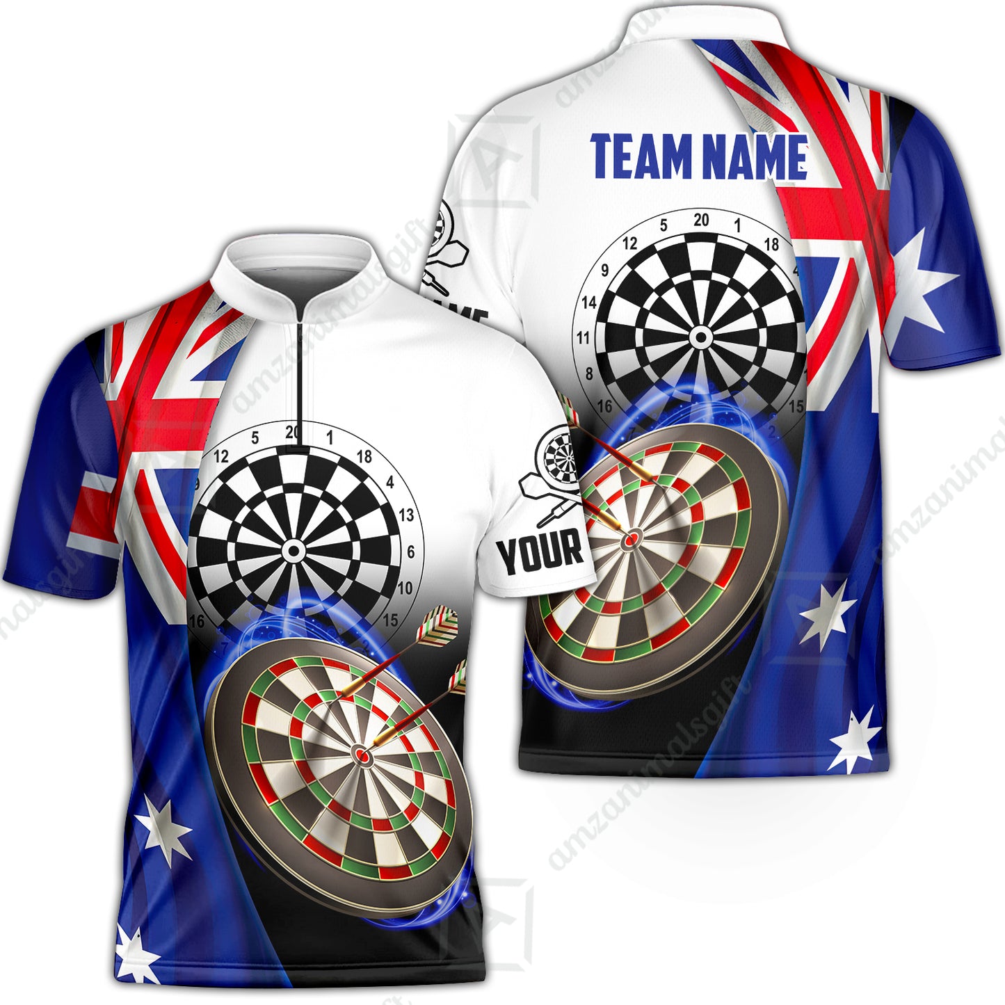 Personalized Darts Men Polo Shirt - Custom Name & Team Name Australia Flag Darts Polo Shirt For Men, Darts Team, Darts Lover