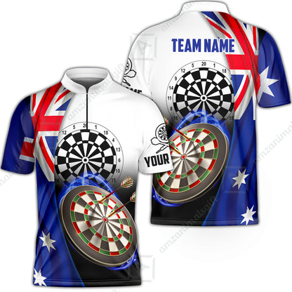 Personalized Darts Men Polo Shirt - Custom Name & Team Name Australia Flag Darts Polo Shirt For Men, Darts Team, Darts Lover