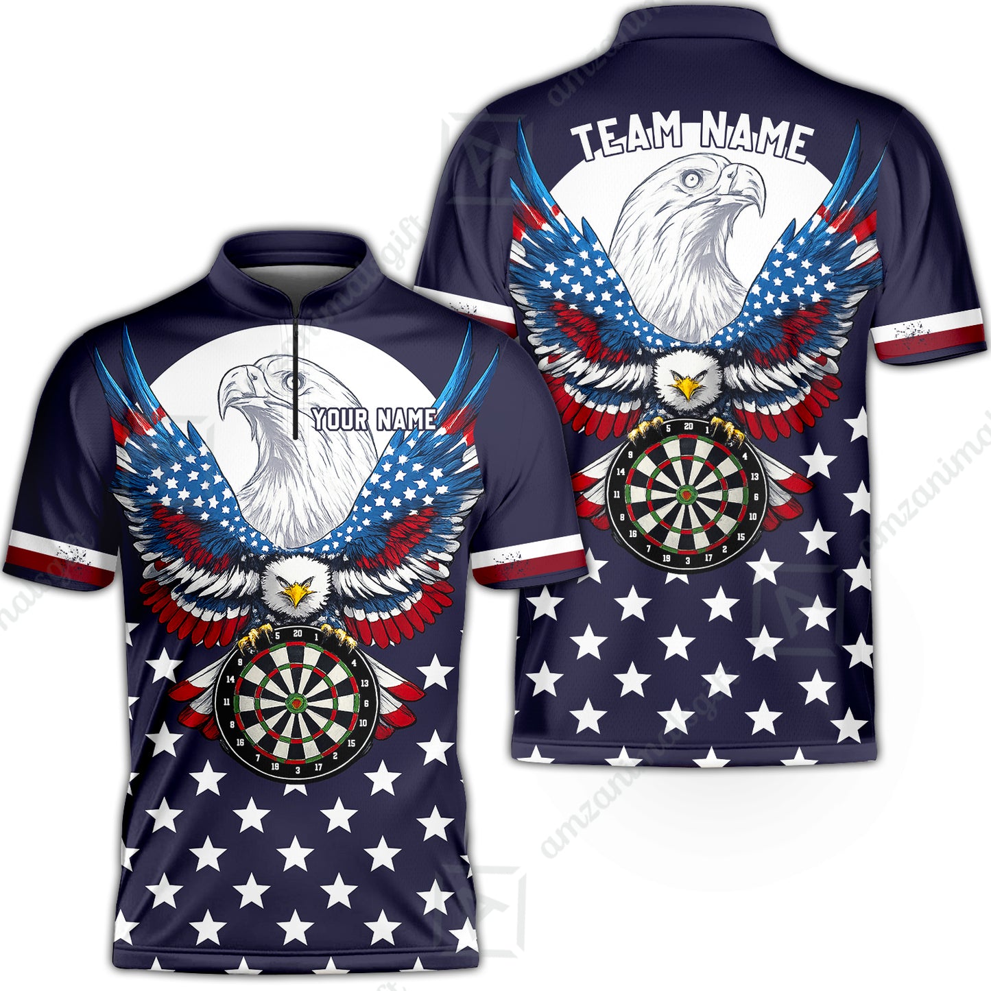 Custom Darts Jersey Polo Shirt, American Eagle, Custom Dart Jersey Team Shirt For Players With Name & Team Name