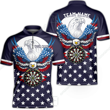Custom Darts Jersey Polo Shirt, American Eagle, Custom Dart Jersey Team Shirt For Players With Name & Team Name