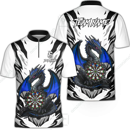 Custom Darts Team Jersey, Personalized Fantasy Dragon Dart Polo Shirt For Players With Name & Team Name