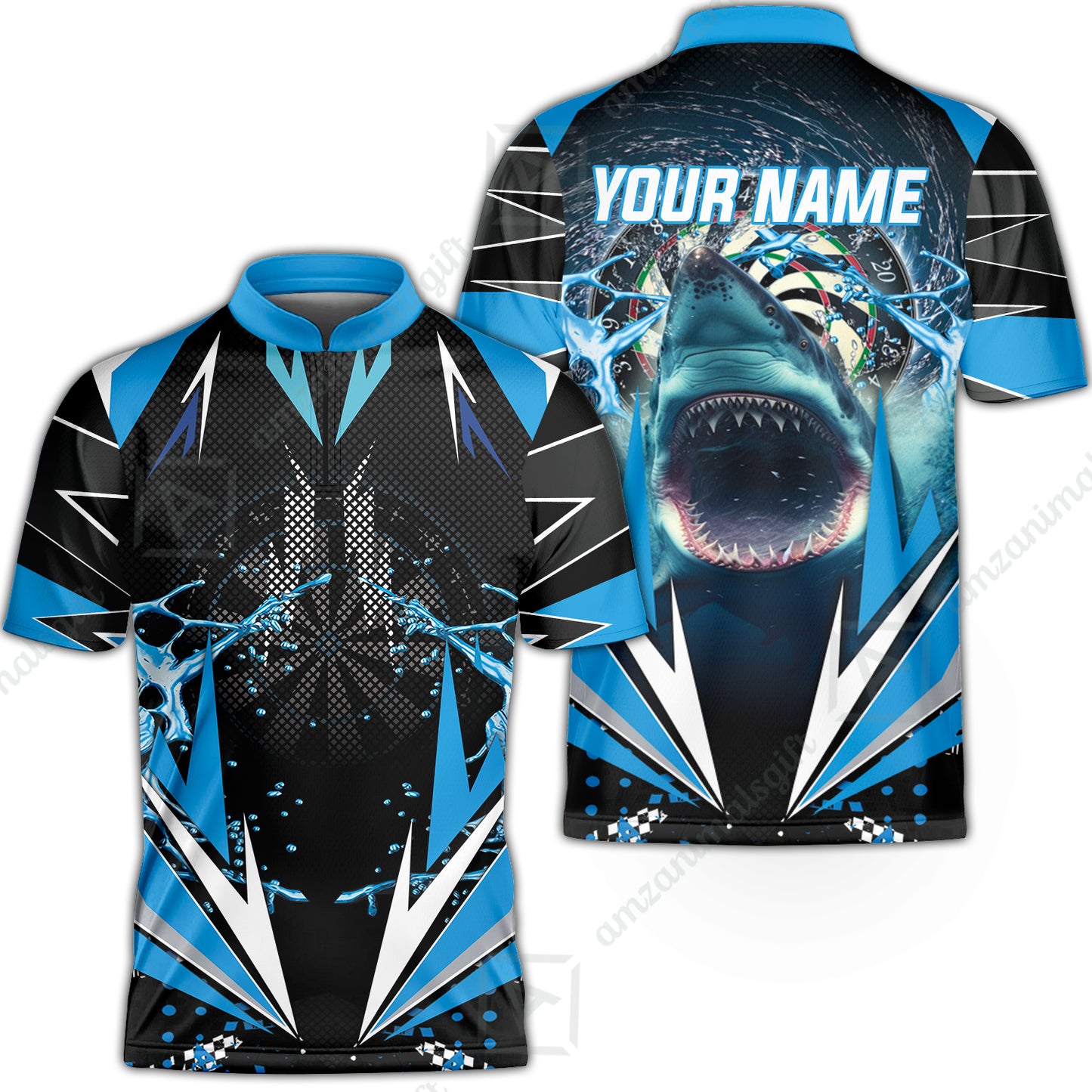 Shark And Darts Custom Name Jersey Shirt, Whirlpool Bullseye Dartboard Personalized Jersey Shirt Gift For Darts Lovers, Friends, Team