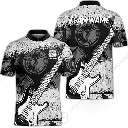 Customized Bowling Unisex Polo Shirt, Guitar Speaker Bowling, Bowling Uniform - Personalized Name Team Name For Bowlers