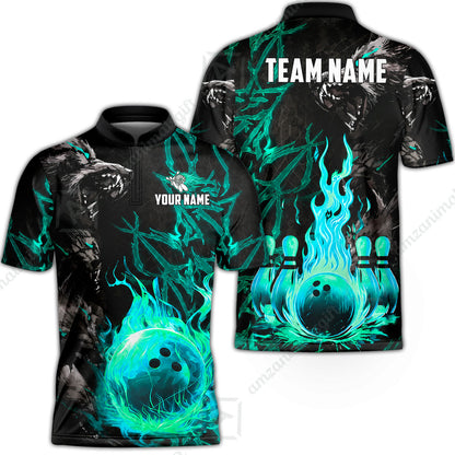 Custom Bowling Jersey Polo Shirt, Hellfire Werewolf & Crimson Strike, Custom Bowling Jersey Team Shirt For Players With Name & Team Name