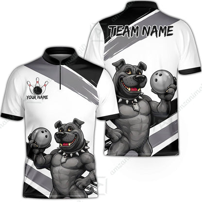 Custom Bowling Jersey Polo Shirt, Badass Dog Bowling Custom Bowling Jersey Team Shirt For Players With Name & Team Name