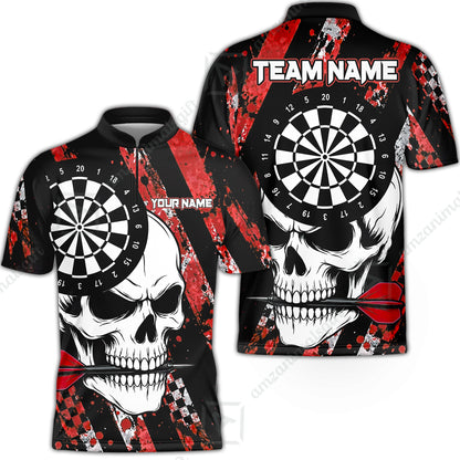 Custom Darts Jersey Polo Shirt, Skull Bites Dart, Custom Dart Jersey Team Shirt For Players With Name & Team Name