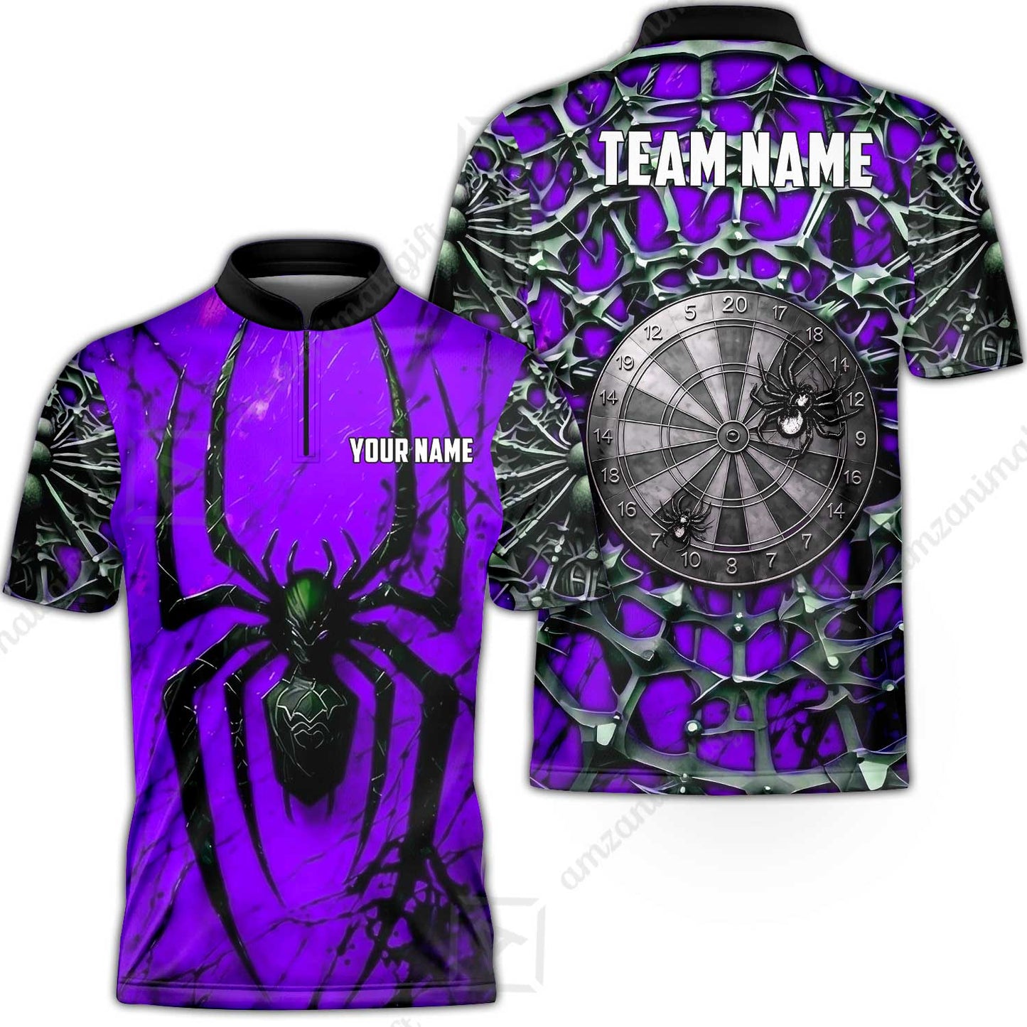 Custom Darts Jersey Polo Shirt, Gothic Widow Spiderweb, Custom Dart Jersey Team Shirt For Players With Name & Team Name