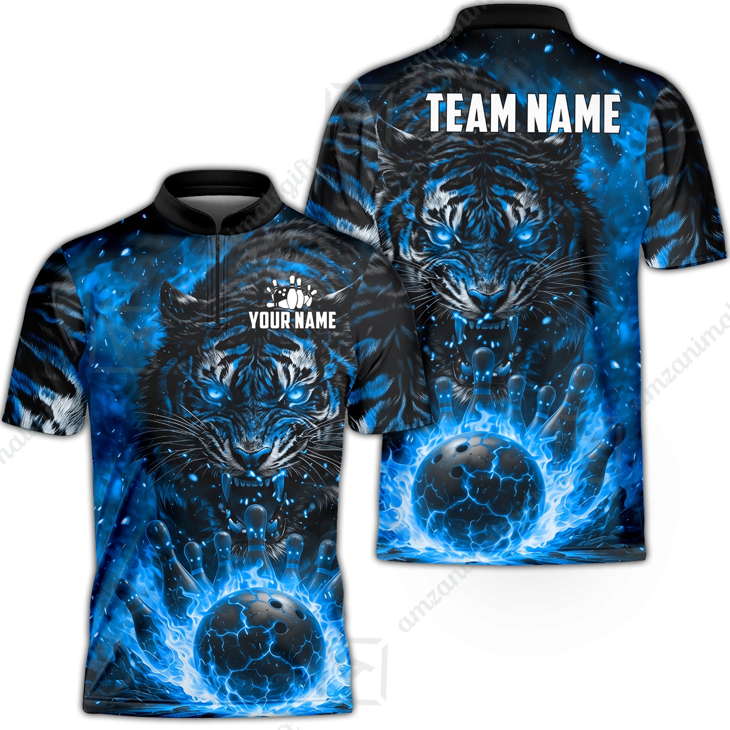 Custom Bowling Jersey Polo Shirt, Cursed Phantom Tiger, Custom Bowling Jersey Team Shirt For Players With Name & Team Name