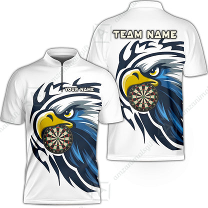 Custom Majestic Eagle Mascot Darts Jersey Polo Shirt, Custom Majestic Eagle Mascot Dart Jersey Team Shirt For Players With Name & Team Name
