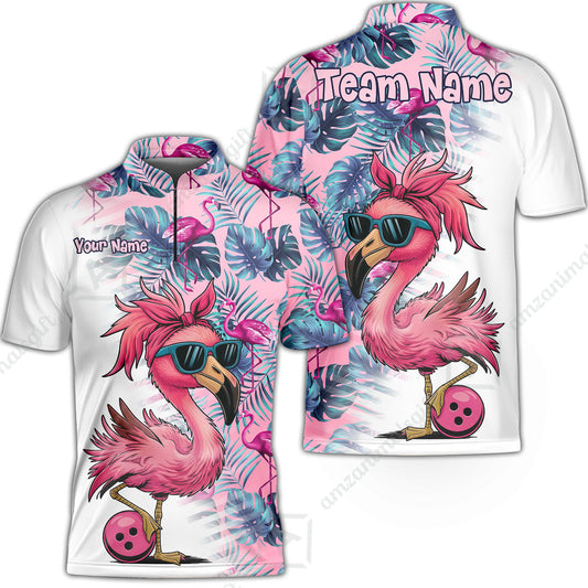 Custom Bowling Jersey Polo Shirt, Tropical Palm Leaves Bowling, Custom Bowling Jersey Team Shirt For Players With Name & Team Name