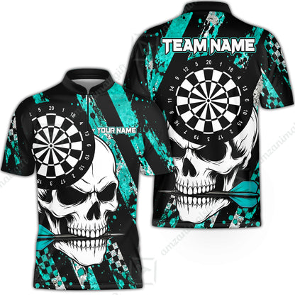 Custom Darts Jersey Polo Shirt, Skull Bites Dart, Custom Dart Jersey Team Shirt For Players With Name & Team Name