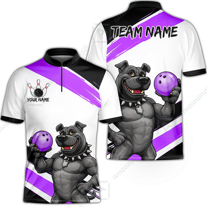 Custom Bowling Jersey Polo Shirt, Badass Dog Bowling Custom Bowling Jersey Team Shirt For Players With Name & Team Name