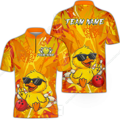 Custom Bowling Jersey Polo Shirt, Duck Strike Energy Bowling, Custom Bowling Jersey Team Shirt For Players With Name & Team Name