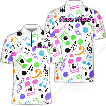 Custom Bowling Jersey Polo Shirt, Colorful Music Bowling, Custom Bowling Jersey Team Shirt For Players With Name & Team Name
