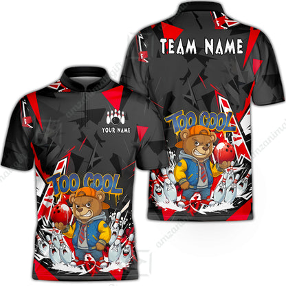 Custom Bowling Jersey Polo Shirt, Streetwear Style Bear Bowling, Custom Bowling Jersey Team Shirt For Players With Name & Team Name