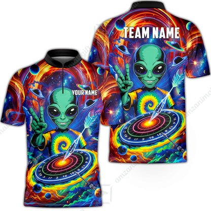 Custom Darts Team Jersey, Personalized Alien Vortex Strike Dart Polo Shirt For Players With Name & Team Name