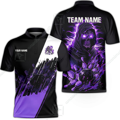 Custom Bowling Jersey Polo Shirt, Glow Reaper Bowling Custom Bowling Jersey Team Shirt For Players With Name & Team Name