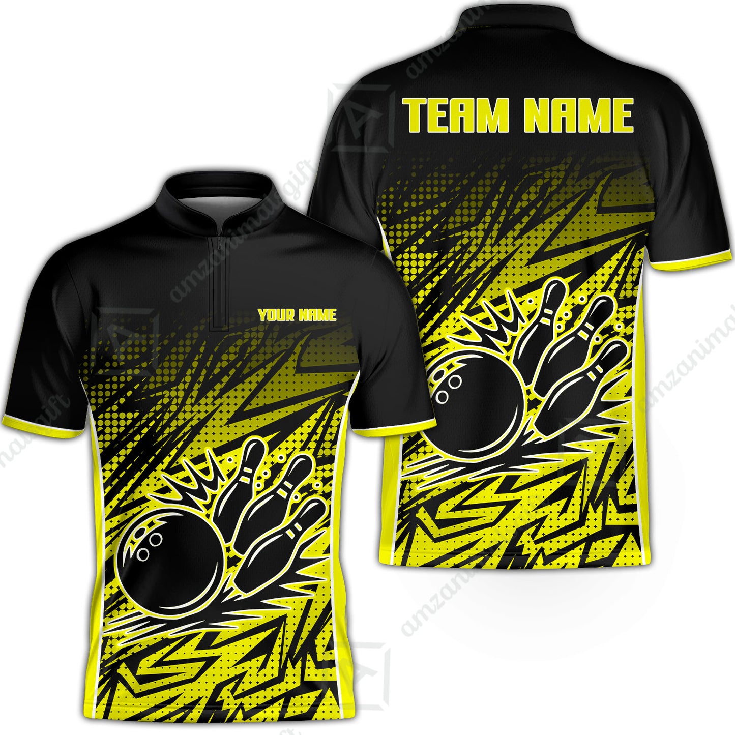 Customized Bowling Unisex Polo Shirt, Abstract Sameless Pattern Color Bowling Uniforms, Personalized Name And Team Name