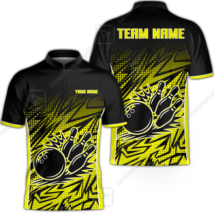 Customized Bowling Unisex Polo Shirt, Abstract Sameless Pattern Color Bowling Uniforms, Personalized Name And Team Name