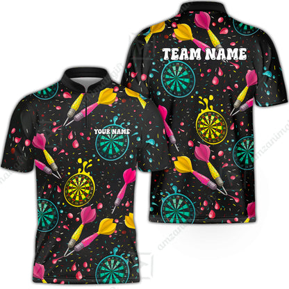 Customized Darts Team Uniform Shirt, Funny Colorful Donuts Darts and Dartboard, Personalized Name And Team Name