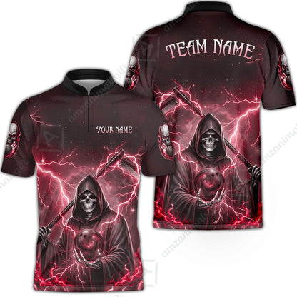 Custom Bowling Jersey Polo Shirt, Multiple Colors Death, Custom Bowling Jersey Team Shirt For Players With Name & Team Name