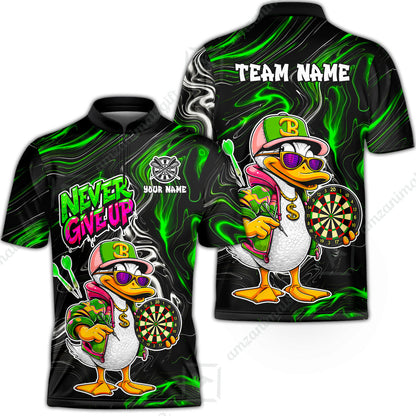Customized Darts Team Jersey, Duck Never Give Up, Personalized Darts Name And Team Name