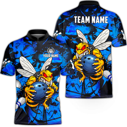 Custom Bowling Jersey Polo Shirt, The Wild Wasp Strike, Custom Bowling Jersey Team Shirt For Players With Name & Team Name