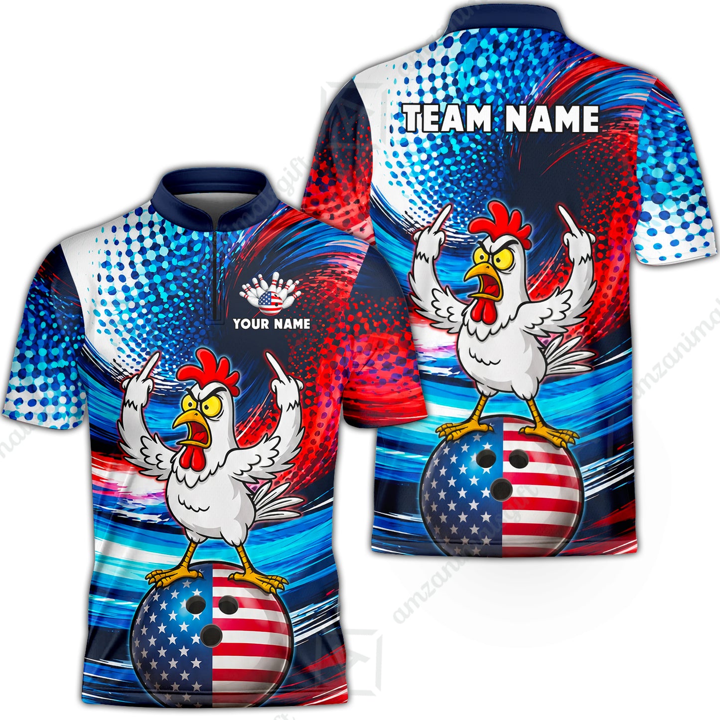Custom Bowling Jersey Polo Shirt, Bad Chicken, Custom Bowling Jersey Team Shirt For Players With Name and Team Name