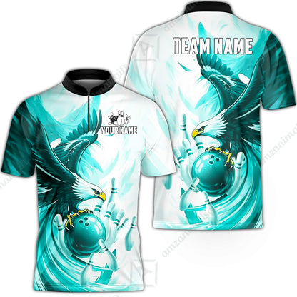 Custom Bowling Jersey Polo Shirt, Soaring Eagle, Custom Bowling Jersey Team Shirt For Players With Name & Team Name