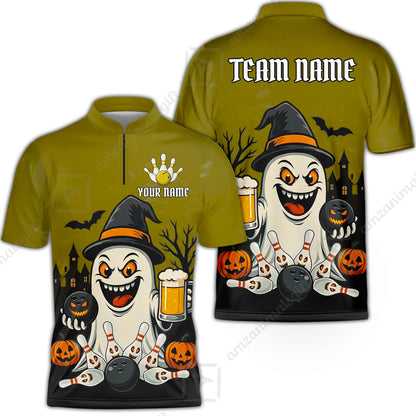 Custom Bowling Jersey Polo Shirt, Bowling Halloween Witch, Custom Bowling Jersey Team Shirt For Players With Name & Team Name