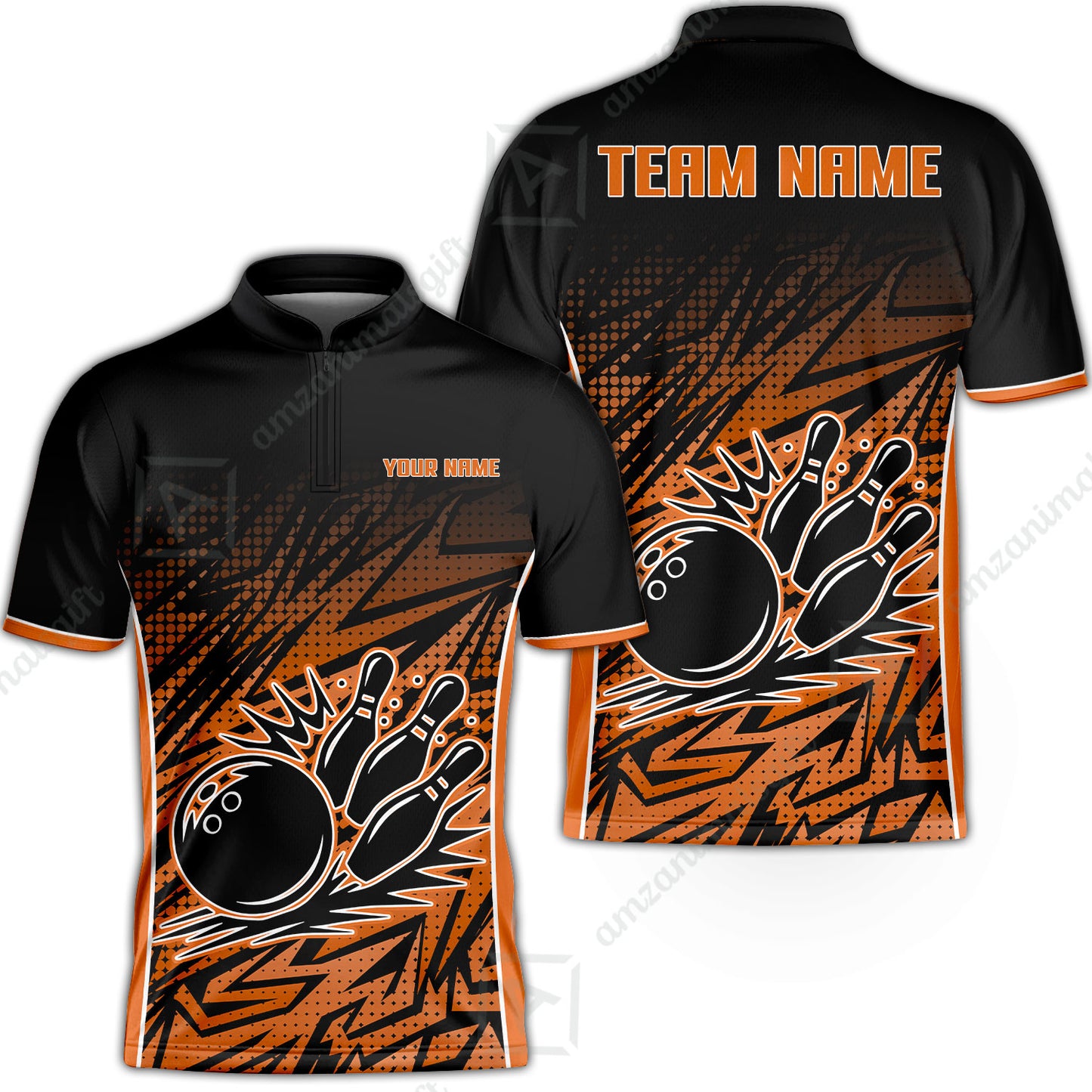 Customized Bowling Unisex Polo Shirt, Abstract Sameless Pattern Color Bowling Uniforms, Personalized Name And Team Name