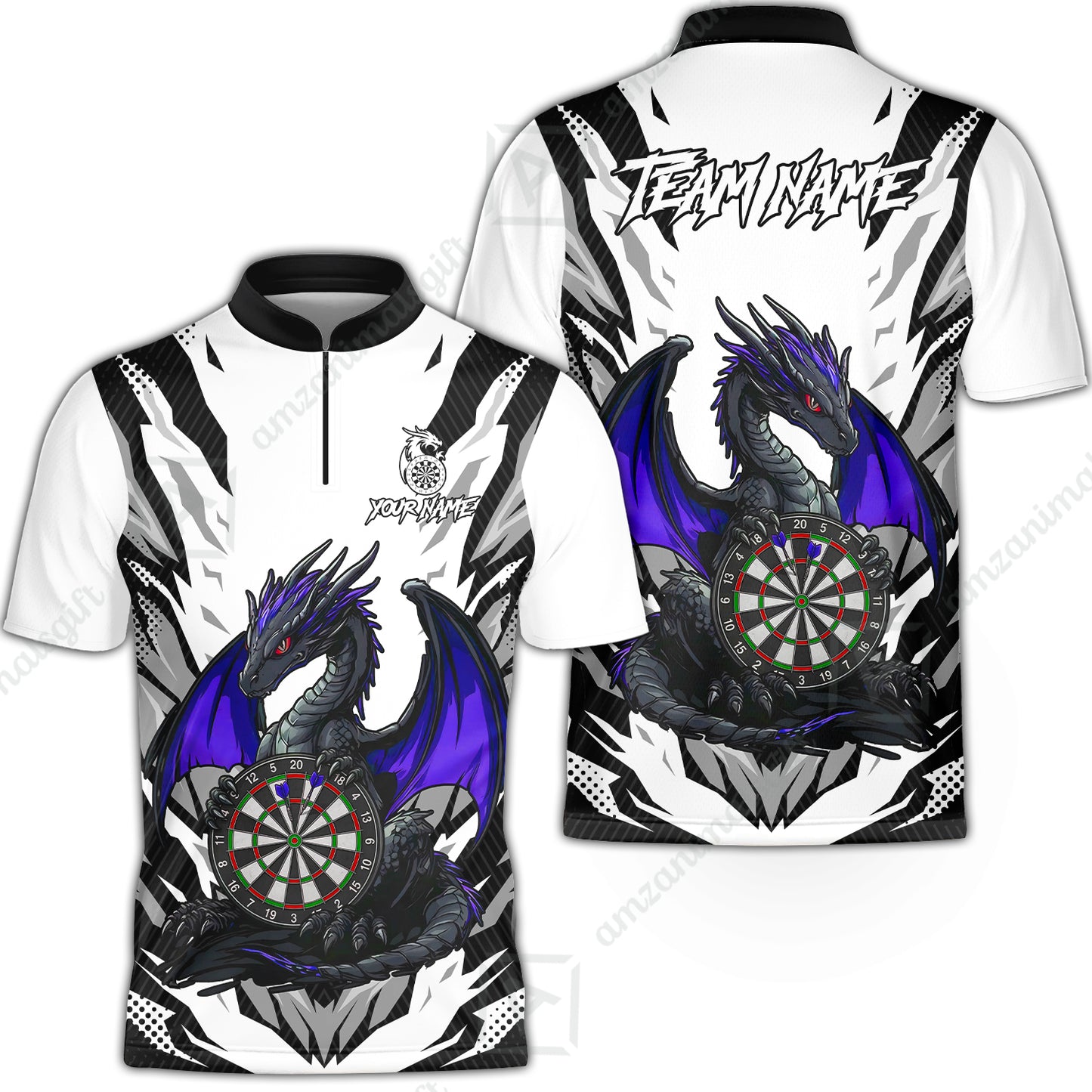Custom Darts Team Jersey, Personalized Fantasy Dragon Dart Polo Shirt For Players With Name & Team Name