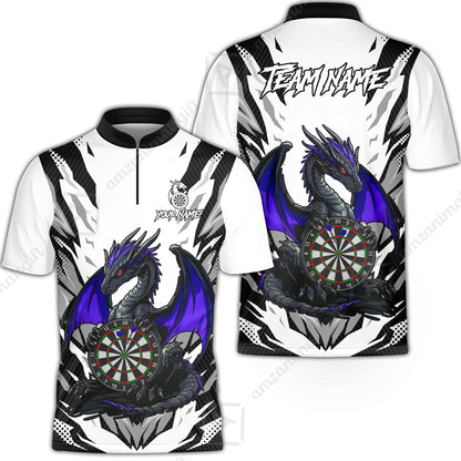 Custom Darts Team Jersey, Personalized Fantasy Dragon Dart Polo Shirt For Players With Name & Team Name