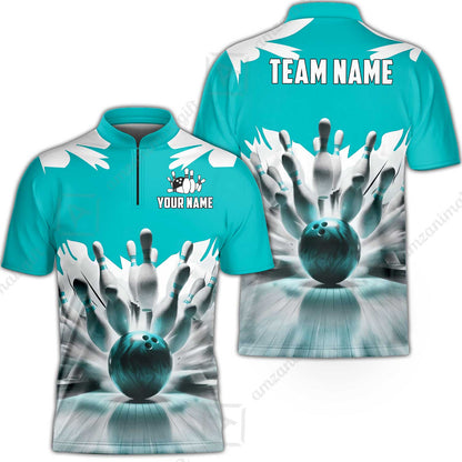 Custom Bowling Jersey Polo Shirt, Electric Marble Strike, Custom Bowling Jersey Team Shirt For Players With Name and Team Name