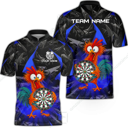 Custom Darts Team Jersey, Personalized Funky Rooster Dart Shirt For Players With Name & Team Name
