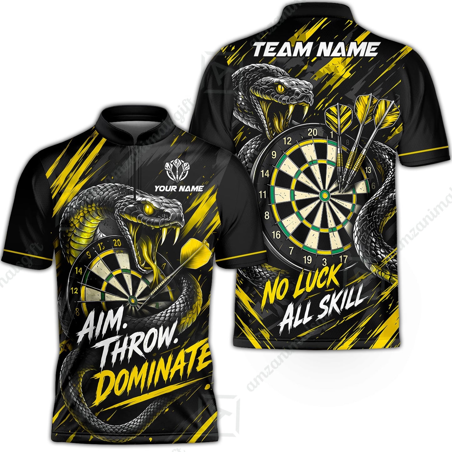 Customized Darts Team Jersey, Personalized Snake Darts Abstract Background Polo Shirt For Players With Name & Team Name