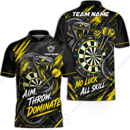 Customized Darts Team Jersey, Personalized Snake Darts Abstract Background Polo Shirt For Players With Name & Team Name