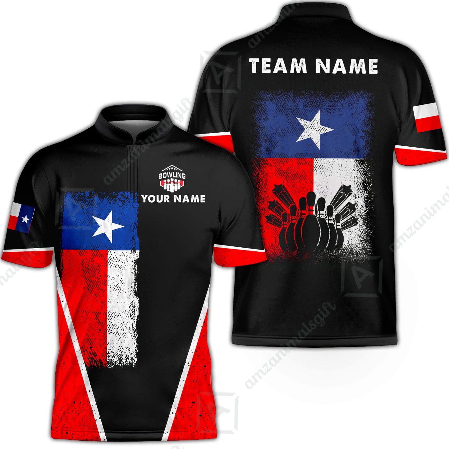 Custom Bowling Jersey Polo Shirt, Texas Stricker, Custom Bowling Jersey Team Shirt For Players With Name and Team Name