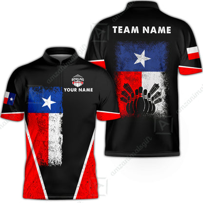 Custom Bowling Jersey Polo Shirt, Texas Stricker, Custom Bowling Jersey Team Shirt For Players With Name and Team Name