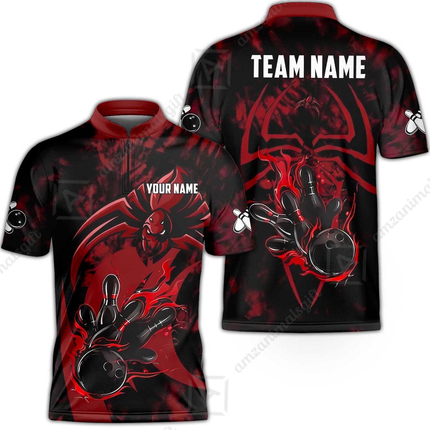 Custom Bowling Jersey Polo Shirt, Neon Venom Spider Monster, Custom Bowling Jersey Team Shirt For Players With Name and Team Name
