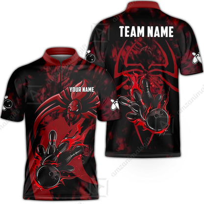 Custom Bowling Jersey Polo Shirt, Neon Venom Spider Monster, Custom Bowling Jersey Team Shirt For Players With Name and Team Name