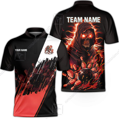Custom Bowling Jersey Polo Shirt, Glow Reaper Bowling Custom Bowling Jersey Team Shirt For Players With Name & Team Name