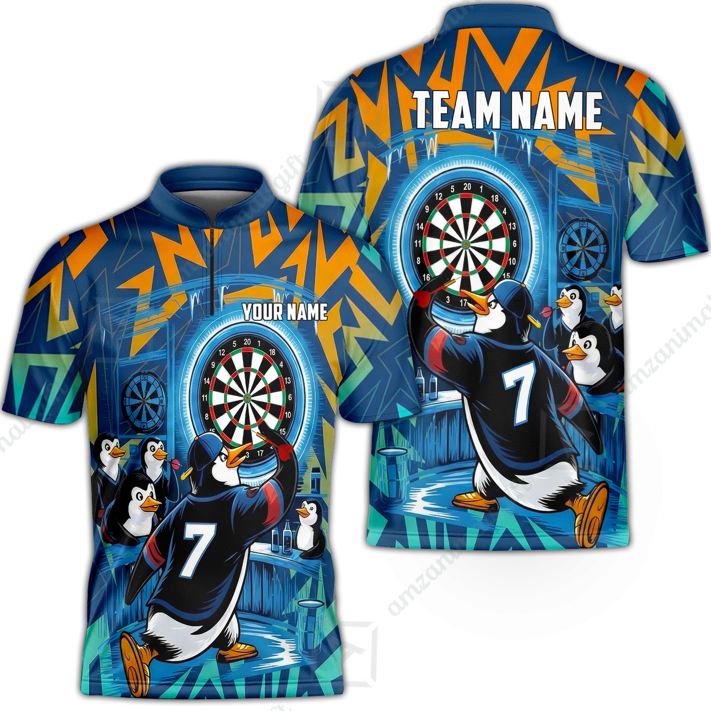 Custom Darts Team Jersey, Personalized Penguins Strike Dart Polo Shirt For Players With Name & Team Name