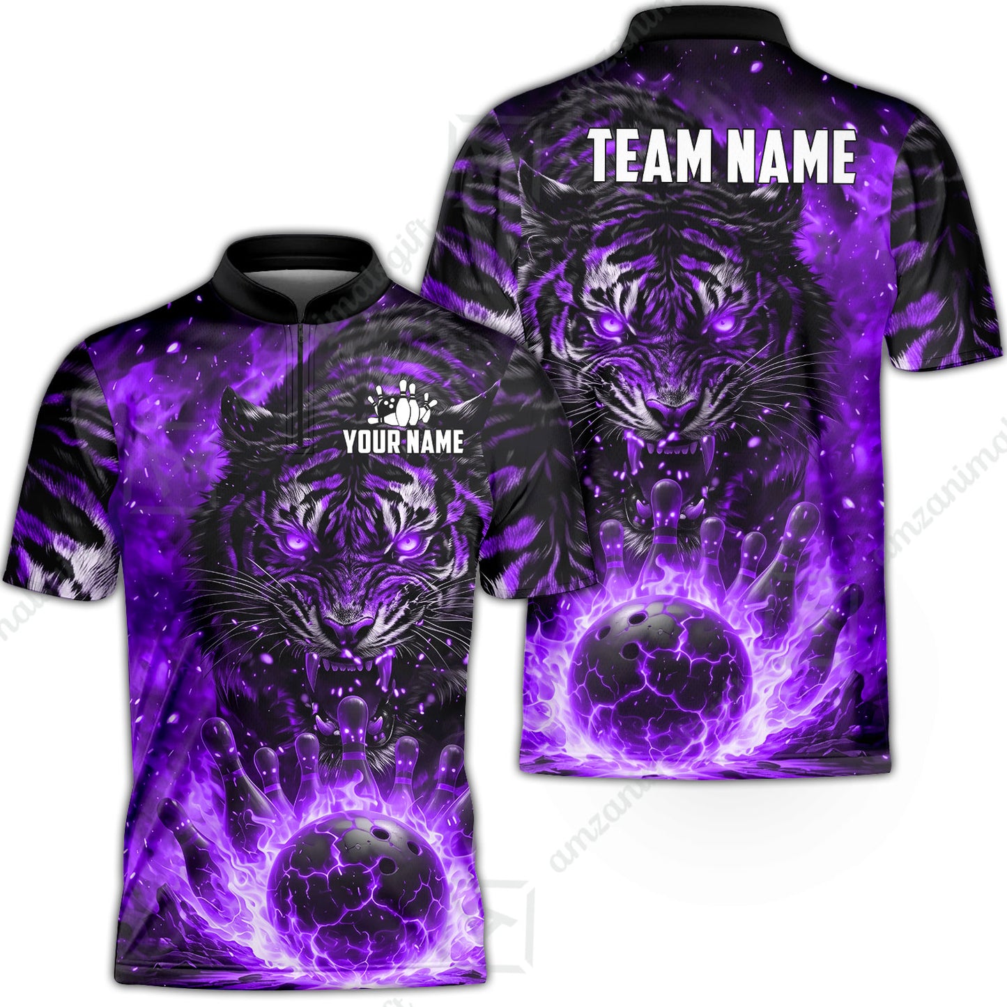 Custom Bowling Jersey Polo Shirt, Cursed Phantom Tiger, Custom Bowling Jersey Team Shirt For Players With Name & Team Name