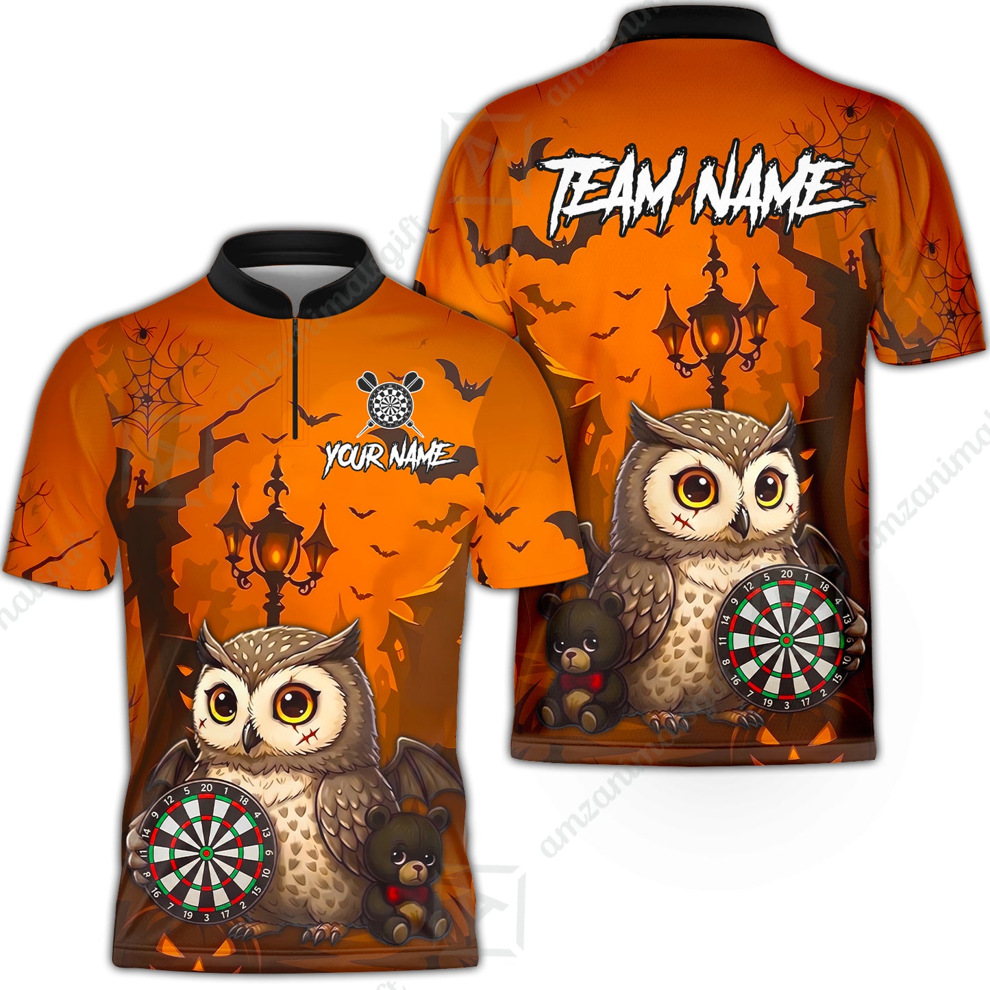 Custom Dart Jersey Team Shirt For Players, Owl In Halloween, Personalize Name and Team Name
