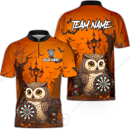 Custom Dart Jersey Team Shirt For Players, Owl In Halloween, Personalize Name and Team Name