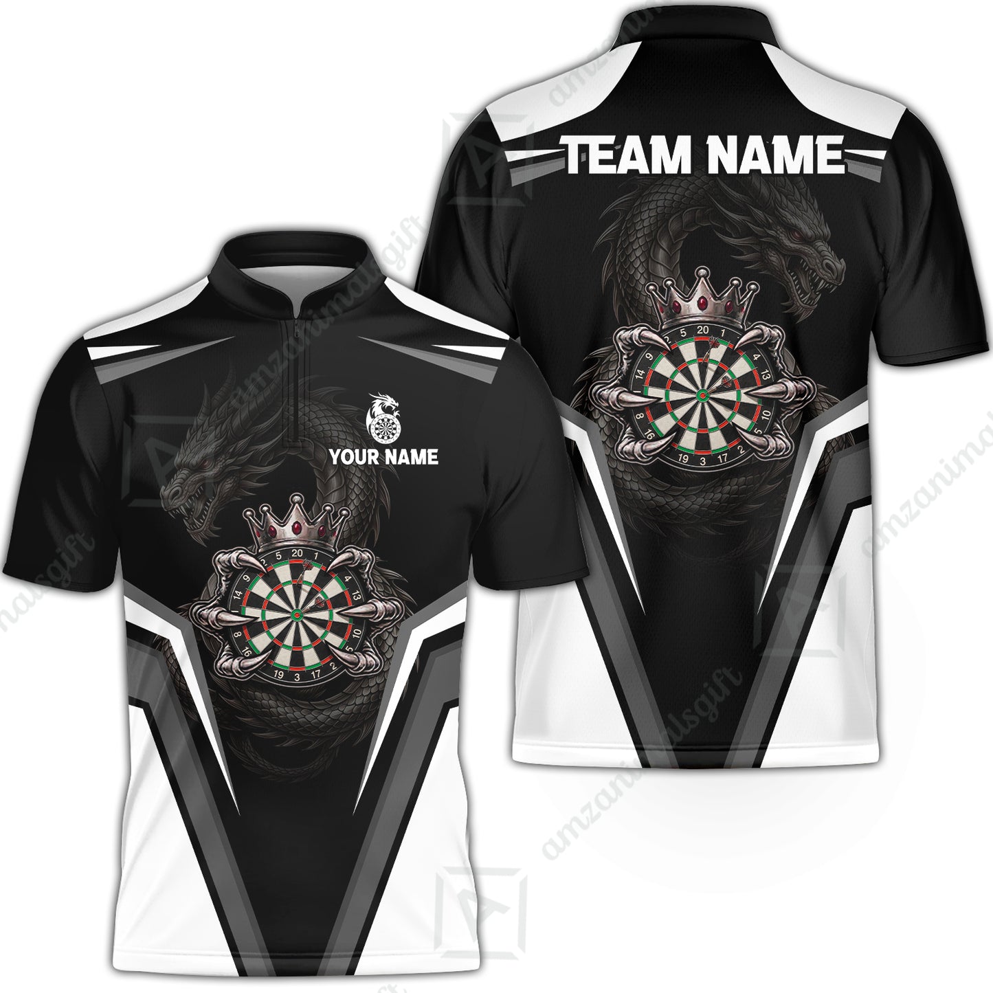Custom Gothic Dark Dragon Royal Darts Jersey Polo Shirt, Custom Gothic Dark Dragon Royal Dart Jersey Team Shirt For Players With Name and Team Name