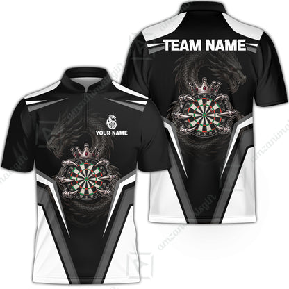 Custom Gothic Dark Dragon Royal Darts Jersey Polo Shirt, Custom Gothic Dark Dragon Royal Dart Jersey Team Shirt For Players With Name and Team Name