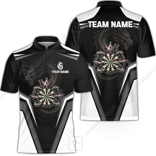 Custom Gothic Dark Dragon Royal Darts Jersey Polo Shirt, Custom Gothic Dark Dragon Royal Dart Jersey Team Shirt For Players With Name and Team Name